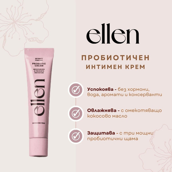 Овлажняващ пробиотичен интимен крем ELLEN - (15ml)